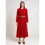 فستان طويل للنساء لون أحمر