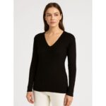 بلوزة صوف للنساء لون أسود