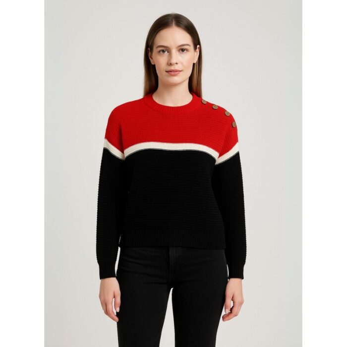 103386866_688a0c281e51e بلوزة صوف لون أسود و أحمر - الصورة 1