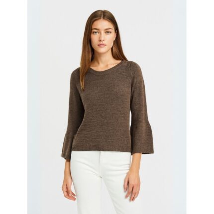 بلوزة صوف للنساء لون بني