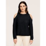 بلوزة صوف خفيف للنساء لون أسود