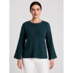 بلوزة صوف للنساء لون تركوازي