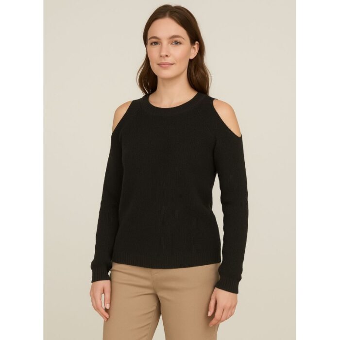 103386881_688a0c3ec66f9 بلوزة صوف خفيف للنساء لون أسود - الصورة 1