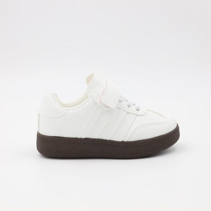 ⁦حذاء جلد بشريط لاصق للأطفال لون أبيض⁩ - الصورة ⁦3⁩