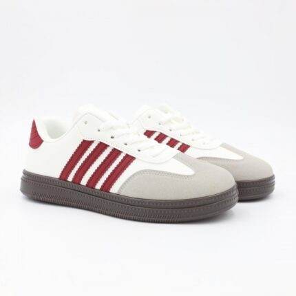 حذاء رياضي شبابي لون أبيض وخمري