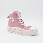 ⁦حذاء كاجوال ساق طويل ستاتي لون زهري وأبيض⁩ - الصورة ⁦2⁩