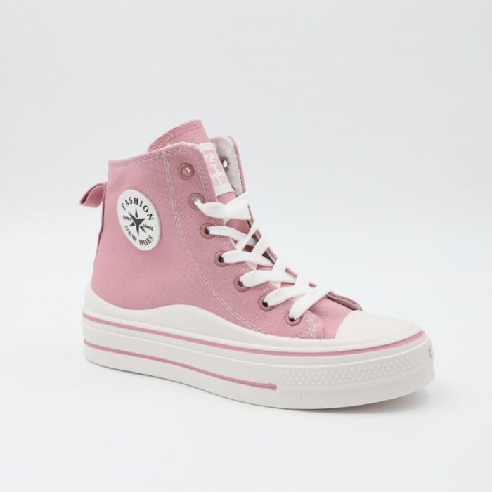 ⁦حذاء كاجوال ساق طويل ستاتي لون زهري وأبيض⁩ - الصورة ⁦2⁩