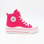 ⁦حذاء كاجوال ساق طويل ستاتي لون فوشي وأبيض⁩ - الصورة ⁦3⁩