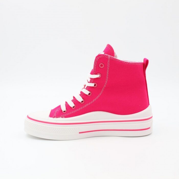 ⁦حذاء كاجوال ساق طويل ستاتي لون فوشي وأبيض⁩ - الصورة ⁦4⁩