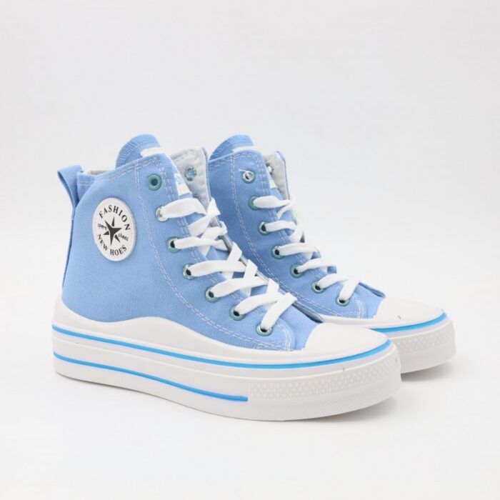 103386920_6883439673fee حذاء كاجوال ساق طويل ستاتي لون أزرق فاتح وأبيض - الصورة 1