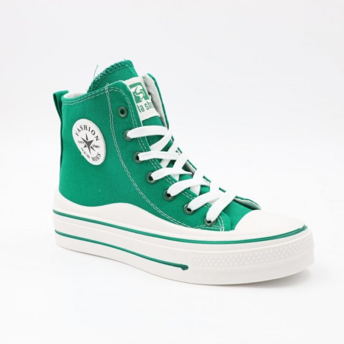 ⁦حذاء كاجوال ساق طويل ستاتي لون أخضر وأبيض⁩ - الصورة ⁦2⁩