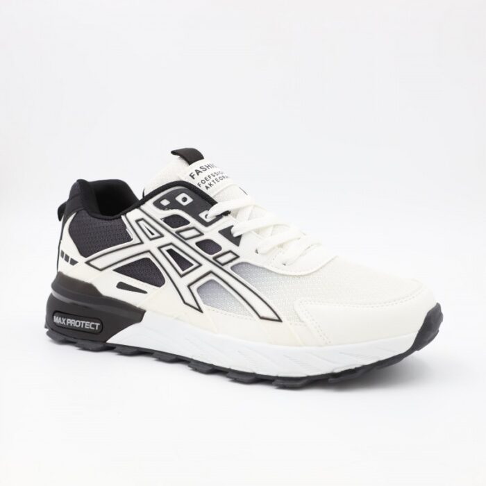 ⁦حذاء رياضي للرجال لون أبيض وأسود⁩ - الصورة ⁦5⁩