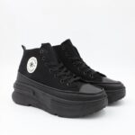 حذاء كاجول نعل عالي شبابي لون أسود