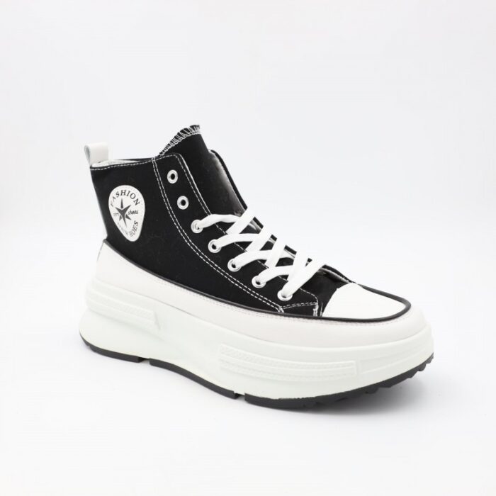 ⁦حذاء كاجول نعل عالي شبابي لون أسود ونعل أبيض⁩ - الصورة ⁦2⁩