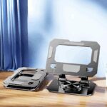 ⁦ستاند ايباد معدني حامل مكتبي بقاعدة ثابتة لون أسود⁩ - الصورة ⁦4⁩