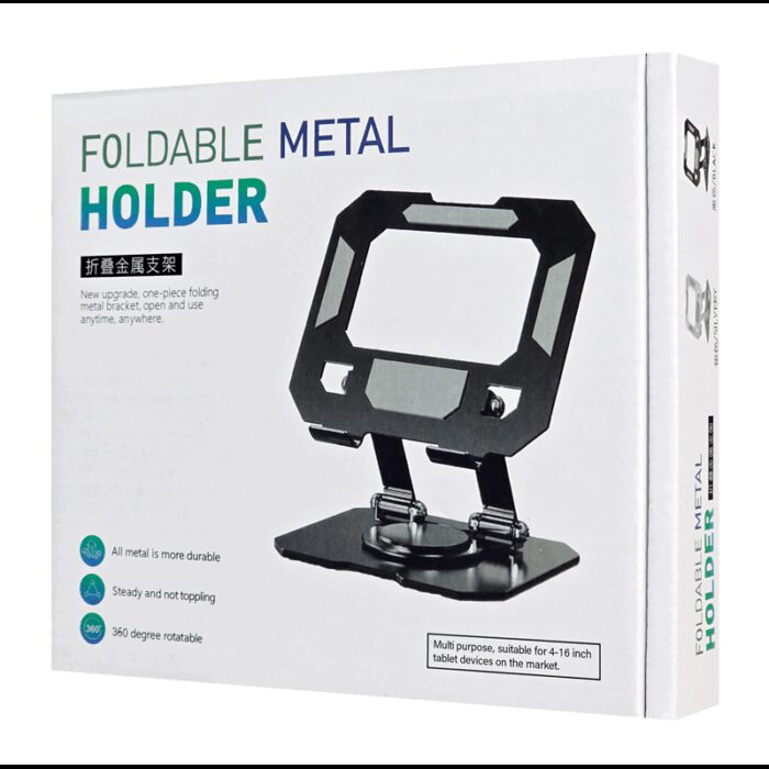 ⁦ستاند ايباد معدني حامل مكتبي بقاعدة ثابتة لون أسود⁩ - الصورة ⁦5⁩