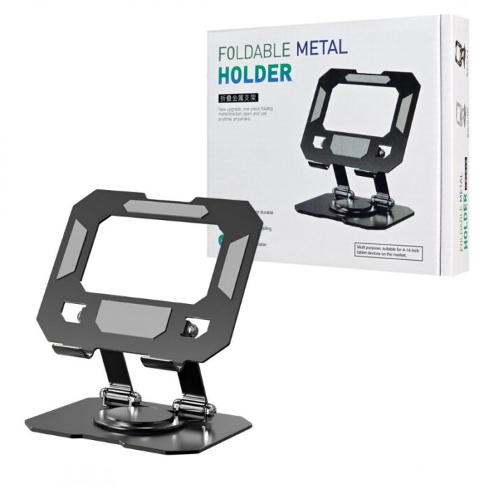 ⁦ستاند ايباد معدني حامل مكتبي بقاعدة ثابتة لون أسود⁩ - الصورة ⁦6⁩