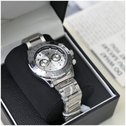 ساعة رجالي LONGBO مع اطار مميز لون فضي