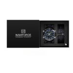 ساعة رجالية دائرية مع حزام معدني لون أسود