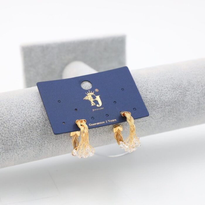 ⁦حلق كرستال كبس ذهبي كفالة سنتين ضد تغير اللون⁩ - الصورة ⁦3⁩