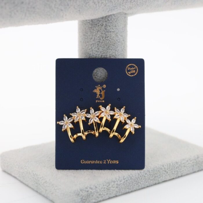 ⁦حلق تقيل ورد مع زركون لون ذهبي كفالة سنتين ضد تغير اللون⁩ - الصورة ⁦6⁩