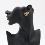 ⁦حلق تقيل ورد مع زركون لون ذهبي كفالة سنتين ضد تغير اللون⁩ - الصورة ⁦8⁩