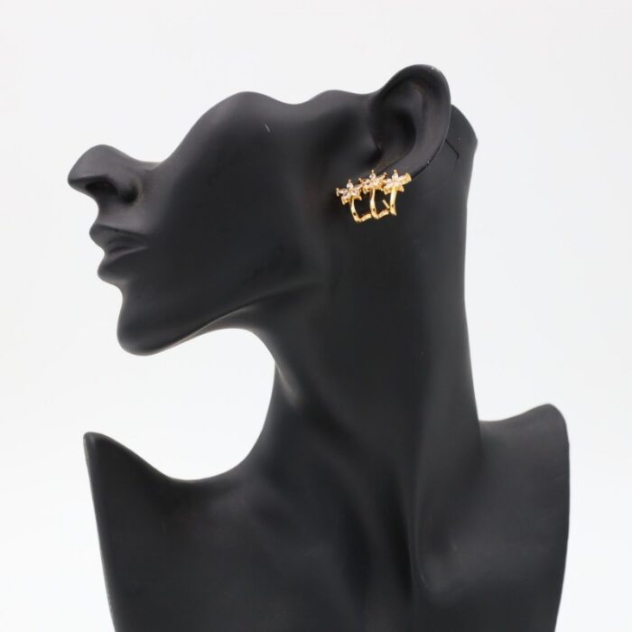 ⁦حلق تقيل ورد مع زركون لون ذهبي كفالة سنتين ضد تغير اللون⁩ - الصورة ⁦8⁩