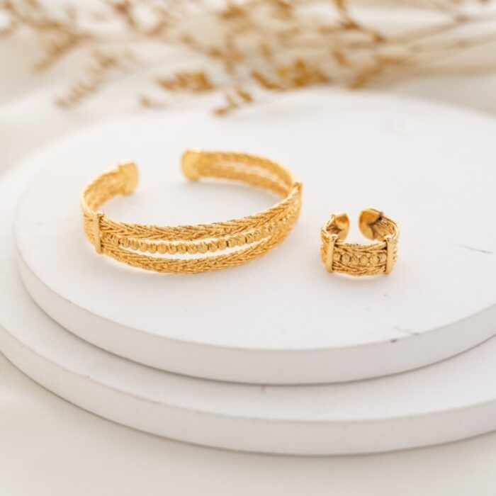 103386977_688a0c9bf323f سوار مع خاتم طابات مع جدل ذهبي كفالة سنتين ضد تغير اللون - الصورة 1