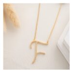 سلسال حرف كبير زركون F ذهبي  كفالة سنتين ضد تغير اللون