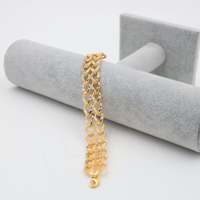 ⁦سوار بلدي جنزير 2 لاين نقش لون فضي كفالة سنتين ضد تغير اللون⁩ - الصورة ⁦4⁩