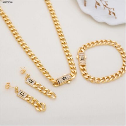 طقم جنزير - ماركة لون ذهبي كفالة سنتين ضد تغير اللون