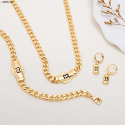 طقم جنزير - ماركة لون ذهبي كفالة سنتين ضد تغير اللون