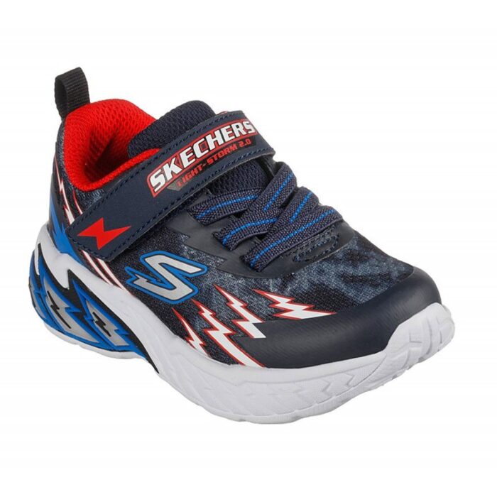 ⁦Skechers Kid's Light Storm 2.0 Shoes - حذاء سكيتشرز المضيء لايت ستورم 2.0 للأطفال لون كحلي⁩ - الصورة ⁦2⁩