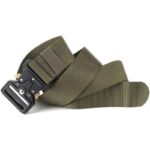 ⁦حزام نايلون تكتيكي بتصميم عسكري مع إبزيم لون زيتي⁩ - الصورة ⁦7⁩