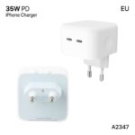 ⁦شاحن ايفون A-2347، بمقبس اوروبي EU، بمدخلين PD Type-C، وبقوة 35 واط⁩ - الصورة ⁦2⁩