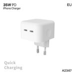 ⁦شاحن ايفون A-2347، بمقبس اوروبي EU، بمدخلين PD Type-C، وبقوة 35 واط⁩ - الصورة ⁦4⁩
