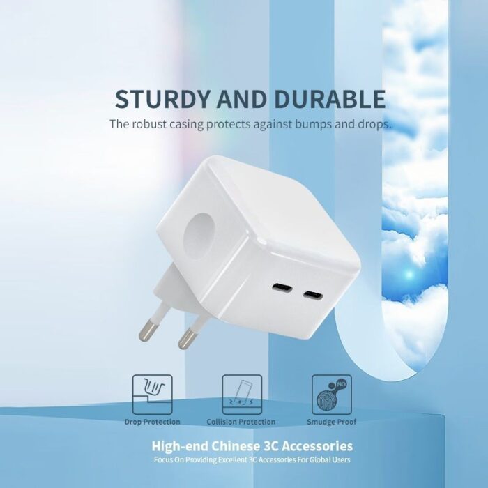 ⁦شاحن ايفون A-2347، بمقبس اوروبي EU، بمدخلين PD Type-C، وبقوة 35 واط⁩ - الصورة ⁦6⁩