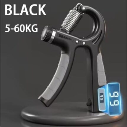 أداة لتقوية قبضة اليد والرسغ وتمرين عضلات الذراع على شكل حرف R قابلة للتعديل من 5 الى 60 كيلوغرام- مع شاشة LCD وعدّاد لمراقبة أداءك
