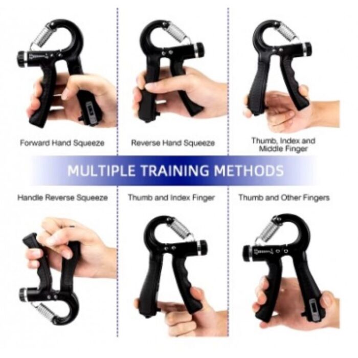 ⁦أداة لتقوية قبضة اليد والرسغ وتمرين عضلات الذراع على شكل حرف R قابلة للتعديل من 5 الى 60 كيلوغرام- مع شاشة LCD وعدّاد لمراقبة أداءك⁩ - الصورة ⁦3⁩
