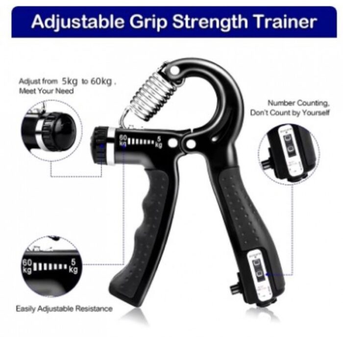 ⁦أداة لتقوية قبضة اليد والرسغ وتمرين عضلات الذراع على شكل حرف R قابلة للتعديل من 5 الى 60 كيلوغرام- مع شاشة LCD وعدّاد لمراقبة أداءك⁩ - الصورة ⁦4⁩