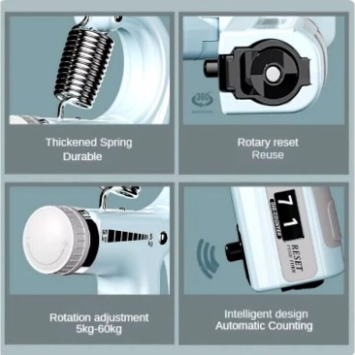 ⁦أداة لتقوية قبضة اليد والرسغ وتمرين عضلات الذراع على شكل حرف R قابلة للتعديل من 5 الى 60 كيلوغرام- مع شاشة LCD وعدّاد لمراقبة أداءك⁩ - الصورة ⁦5⁩
