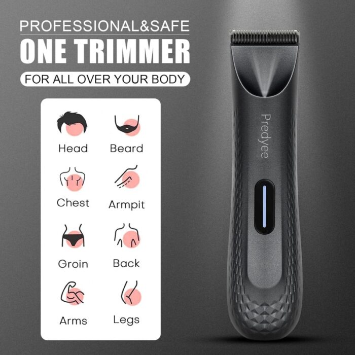 ⁦ماكينة حلاقة للرجال للشعر والجسم - - شفرة فولاذية ضد الصدأ - مزودة باضاءة LED ومقاومة للماء بدرجة IPX7- مع رأسين - ماركة Predyee⁩ - الصورة ⁦1⁩