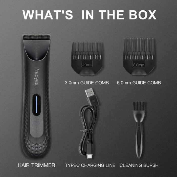 ⁦ماكينة حلاقة للرجال للشعر والجسم - - شفرة فولاذية ضد الصدأ - مزودة باضاءة LED ومقاومة للماء بدرجة IPX7- مع رأسين - ماركة Predyee⁩ - الصورة ⁦3⁩