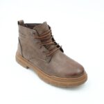 ⁦بسطار جلد ساق طويل للرجال لون بني⁩ - الصورة ⁦5⁩