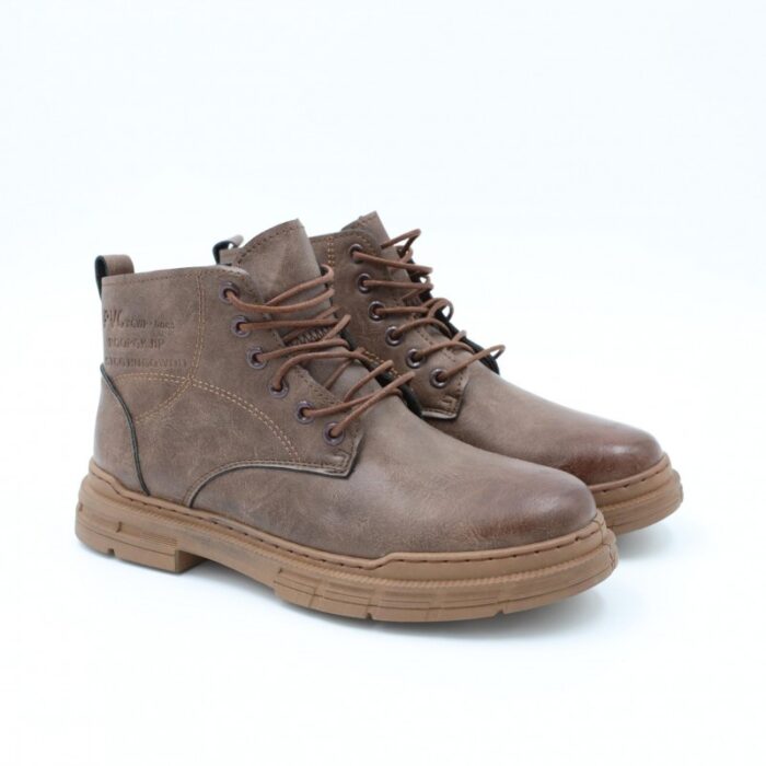 ⁦بسطار جلد ساق طويل للرجال لون بني⁩ - الصورة ⁦6⁩