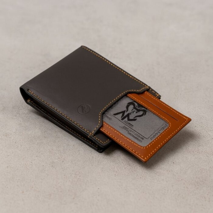103387105_68987afb4c86a محفظة شخصية جلد للرجال لون أسود وعسلي - الصورة 1
