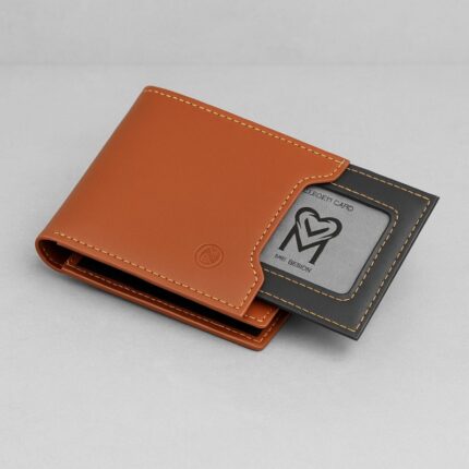 محفظة شخصية جلد للرجال لون عسلي