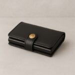 محفظة بطاقات صراف آلي جلد للجنسين لون أسود