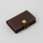 محفظة بطاقات صراف آلي جلد للجنسين لون بني محروق