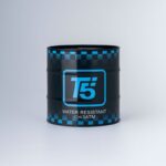 ⁦صندوق هدايا معدن شبابي للساعه شكل اسطوانه لون أسود بتفاصيل أزرق⁩ - الصورة ⁦5⁩